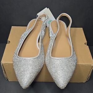 a new day Silver Glitter Slingback Flats